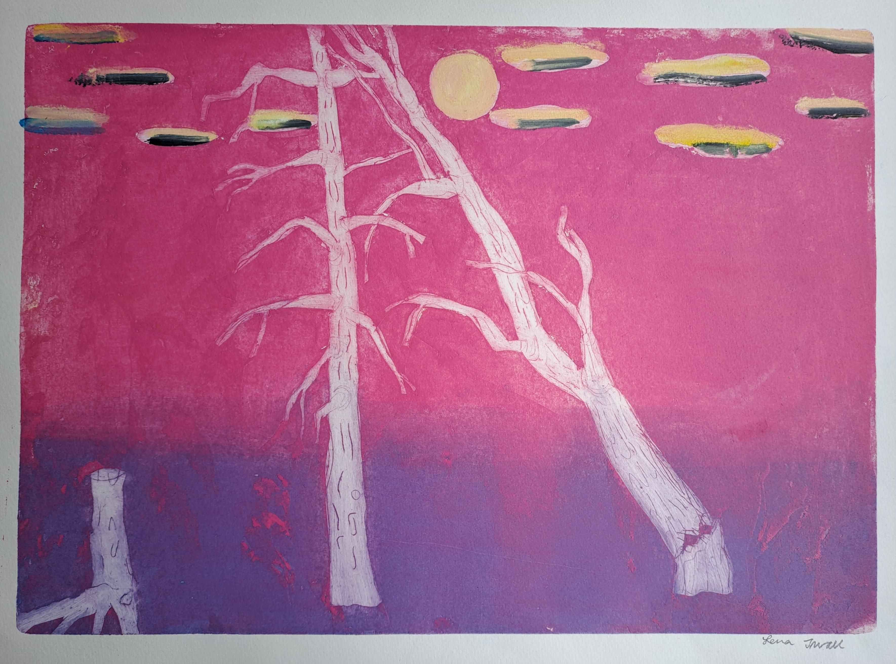 12 Lena Irvall, Den rosa skogen, monotypi