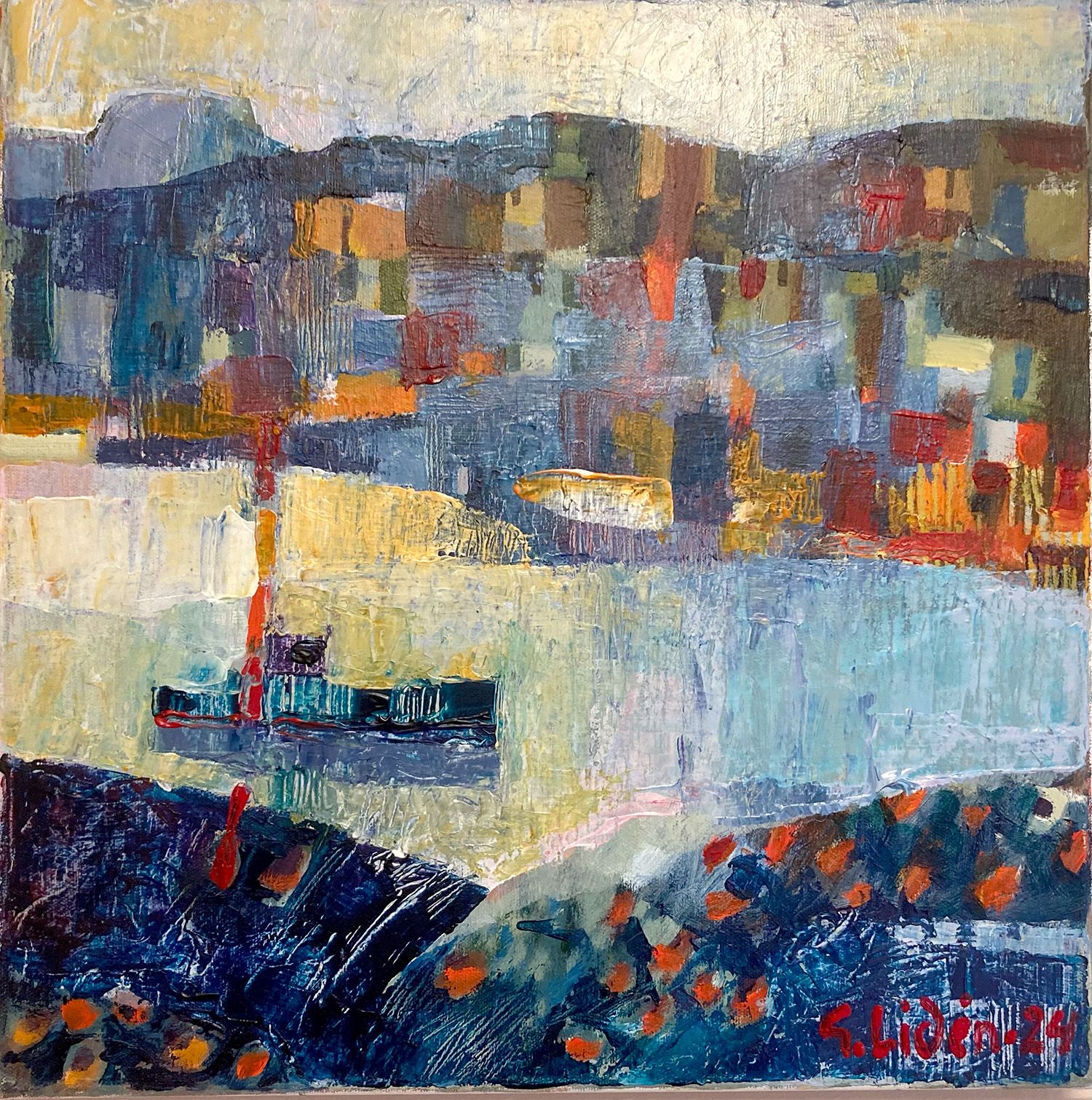 Gunnar Lidén, Långsamhet, akryl,  40x40 cm