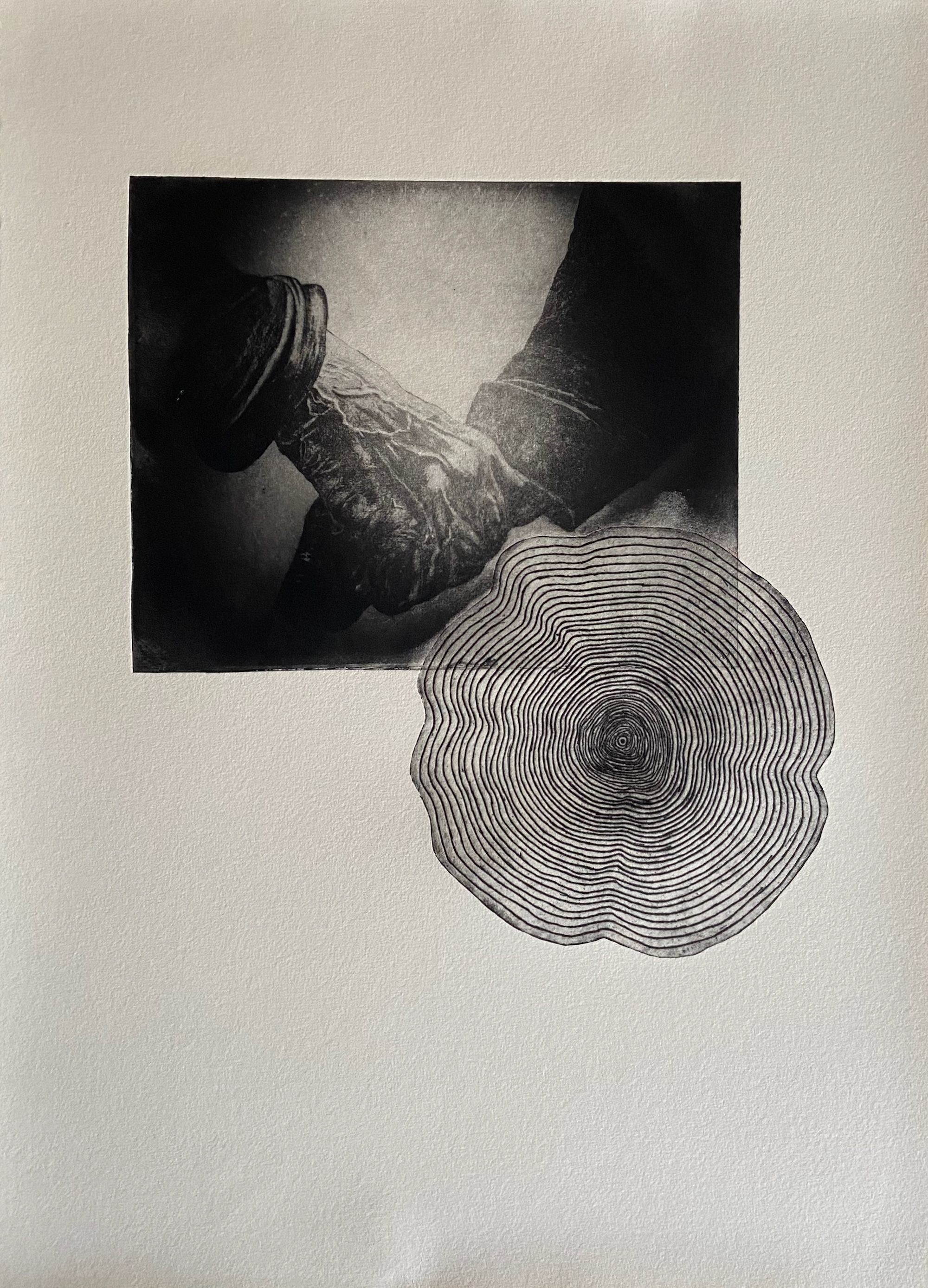 Helena Elfgren, Ådringarna, fotopolymer/ collografi, 54x40cm