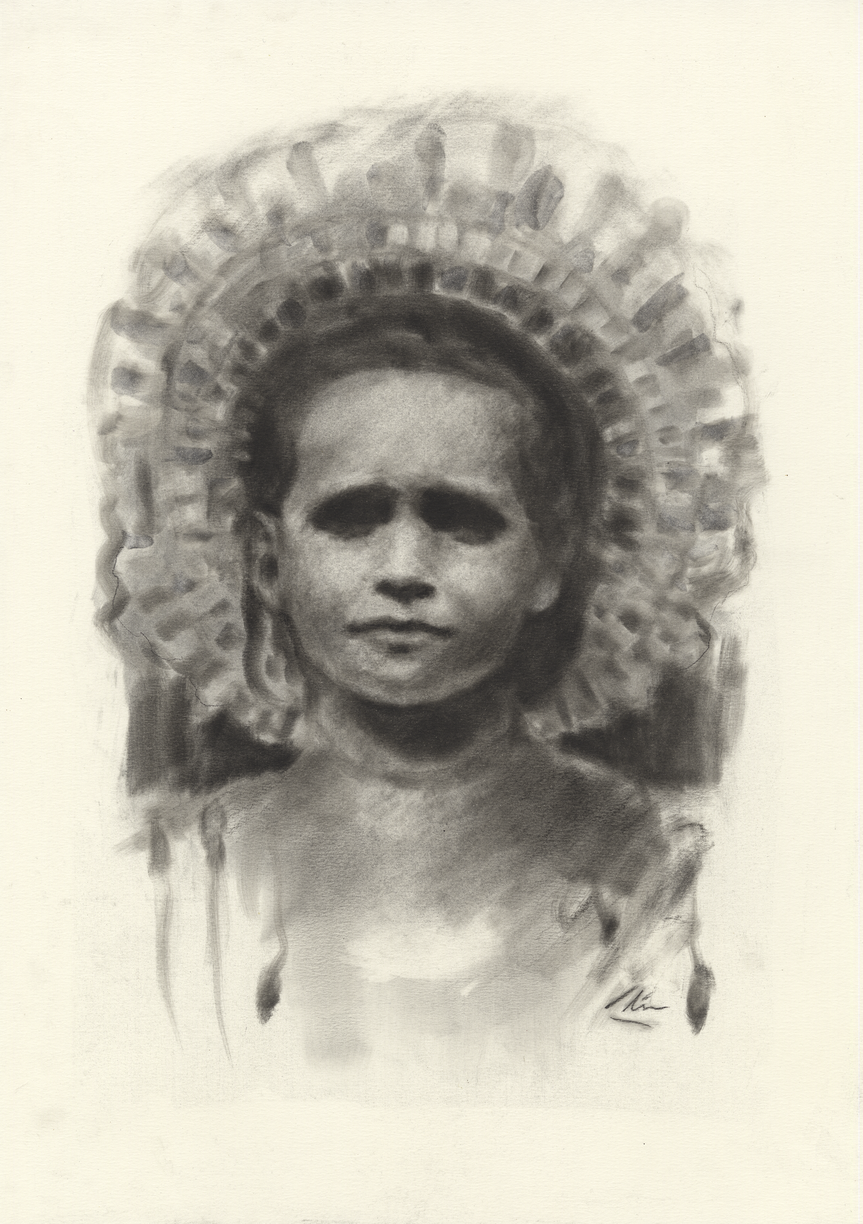 Elin Eriksson, The Duchess, kol och pastell, A3 + ram, d.v.s 52x42cm