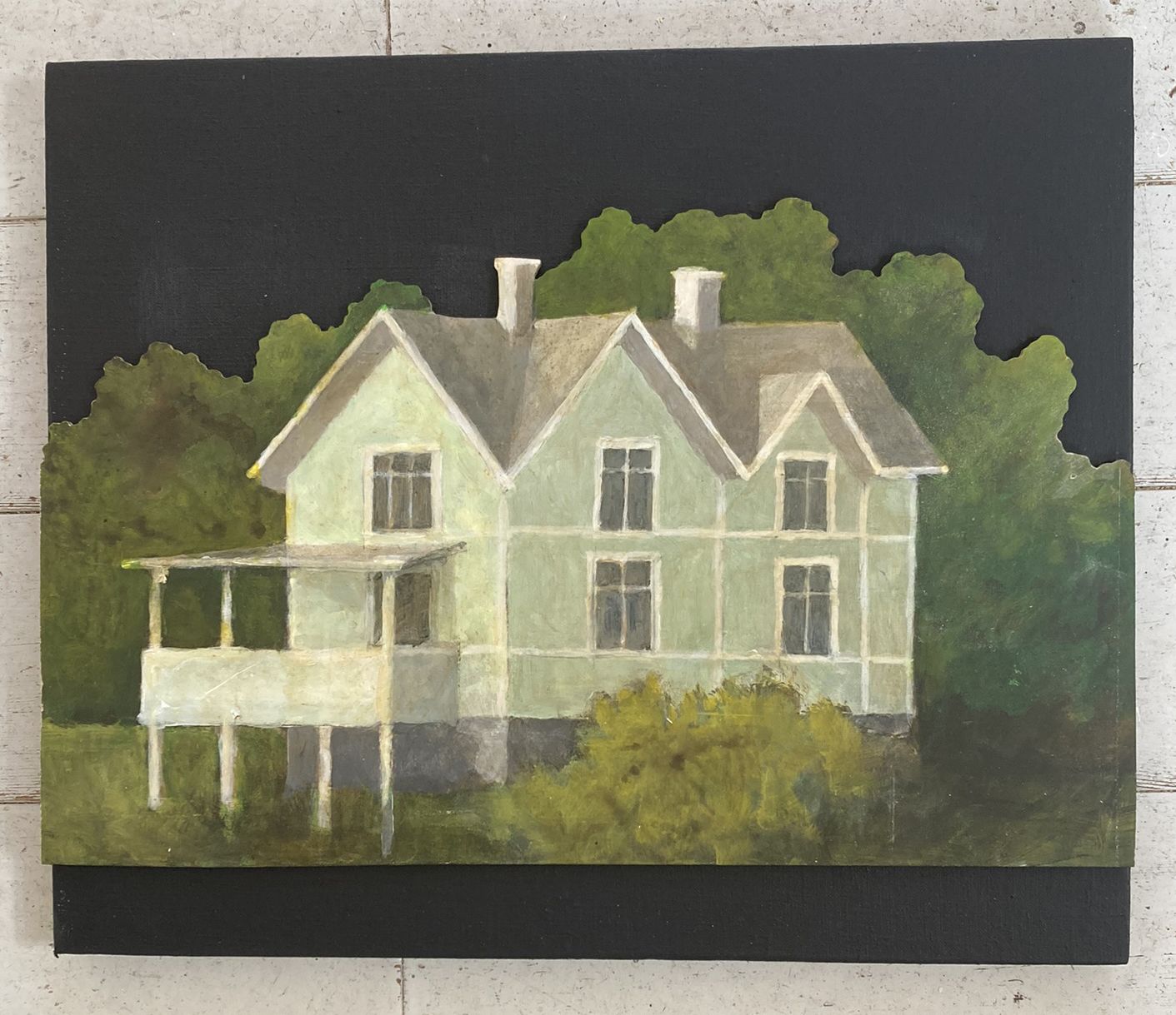 Rune Wall, Hus 2, akryl på duk och mdf, 40 x 48 cm